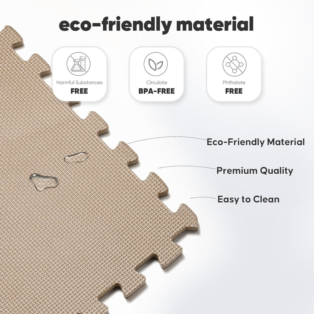 36 Pack Home Gym Mat, Puzzle Exercise Mat, EVA Interlocking Foam Floor Tiles for Home Workout Equipment and Kids' Play Areas -, 24 in x 24 in x ½ in, Brown 36 Tiles