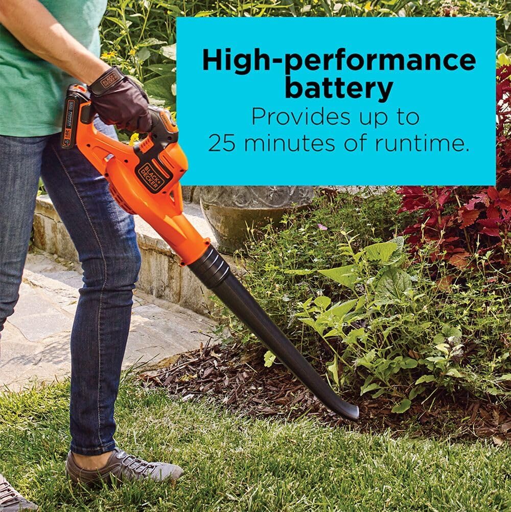 BLACK+DECKER 20V MAX* Cordless Sweeper with Power Boost, Leaf Blower with Battery and Charger (LSW321)