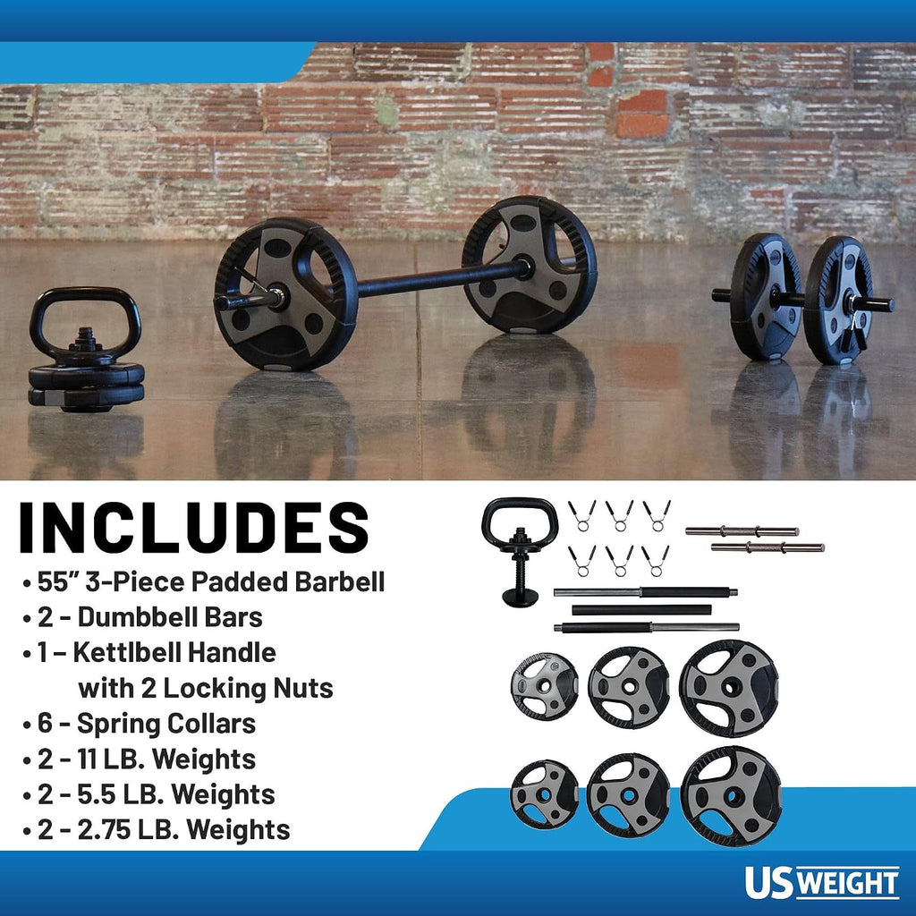US Weight Weight Set for Home Gym - Barbell, Curl Bar or Multi-Use Options - Various Weight Options