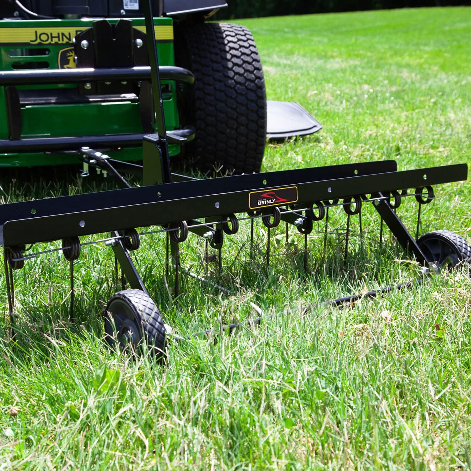 Brinly DT-402BH-A Tow Behind Dethatcher with Transport Mode, 40', Matte Black
