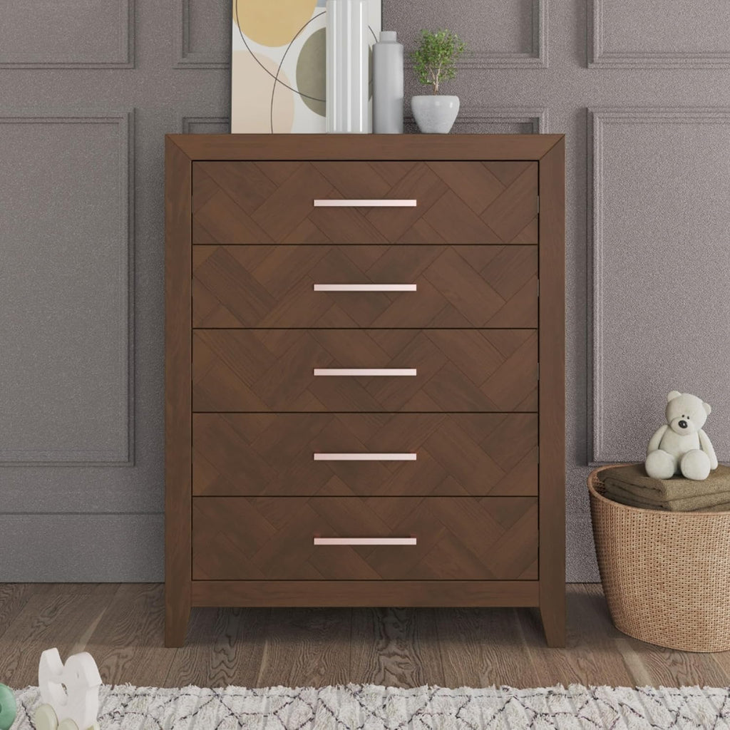 Child Craft Kieran Crib, Double Dresser and Chest Nursery Set, 3-Piece, Includes 4-in-1 Convertible Crib, Dresser and Chest, Grows with Your Baby (Toasted Chestnut)