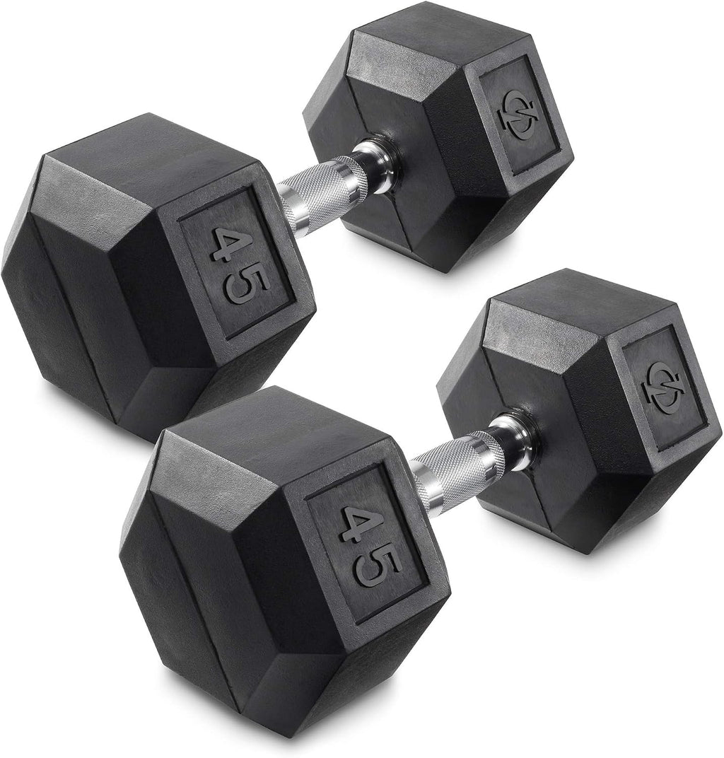 Philosophy Gym Rubber Coated Hex Dumbbell Hand Weights, Pairs