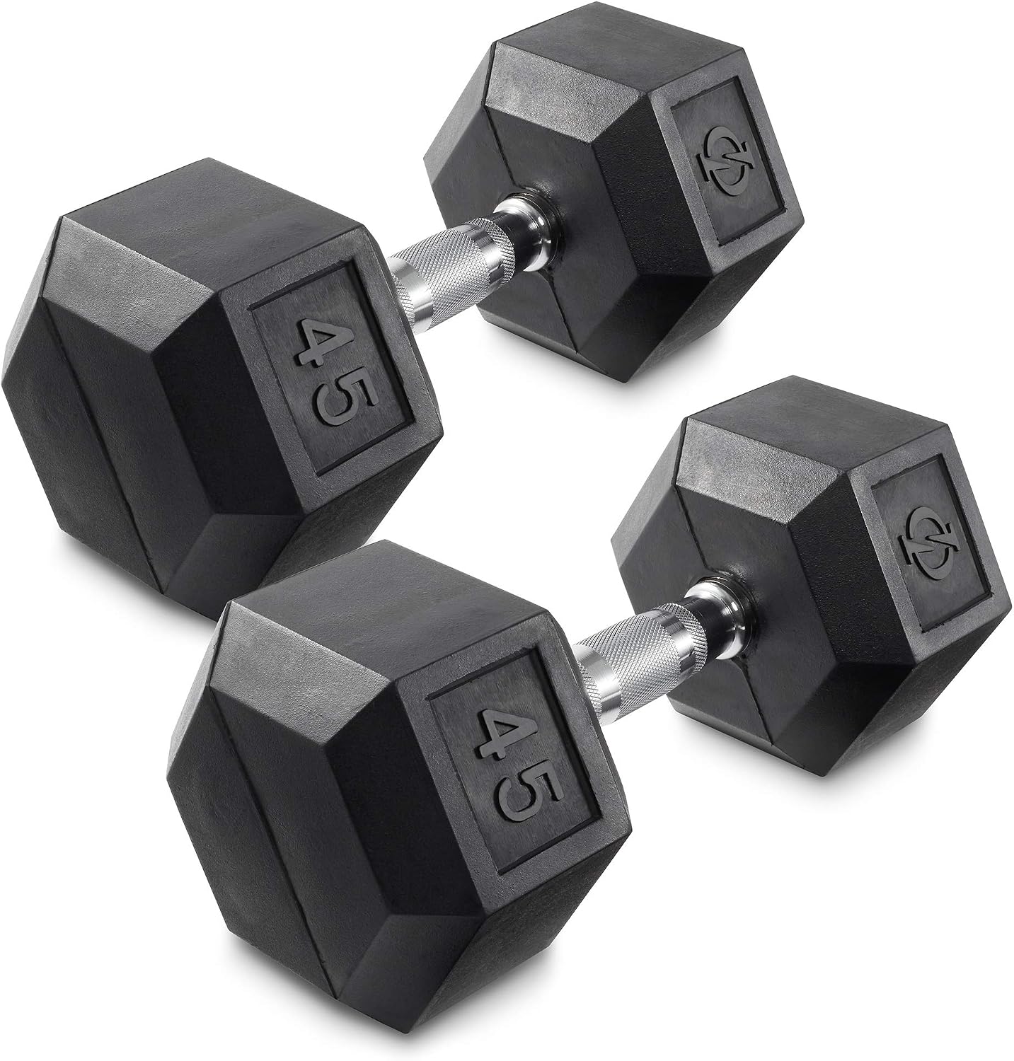 Philosophy Gym Rubber Coated Hex Dumbbell Hand Weights, Pairs
