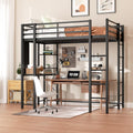 Shintenchi Loft Bed Twin Size with Desk and Storage Shelves, Frame with 2 Side Ladders for Kids, Teens Adults, Spcace-Saving Noise-Free and Anti-tilt Design, Black