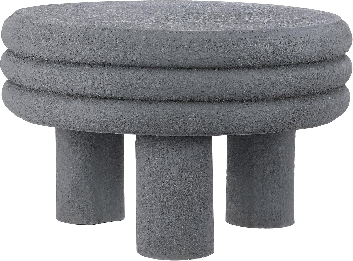 JONATHAN Y Rashida 13.5' Ribbed Polyresin Indoor Outdoor Table, Gray | Contemporary Curvy Minimalist Silhouette, Stacked Ring Motif, Tripod Pillar Base, Weather Resistant, Frosted Finish