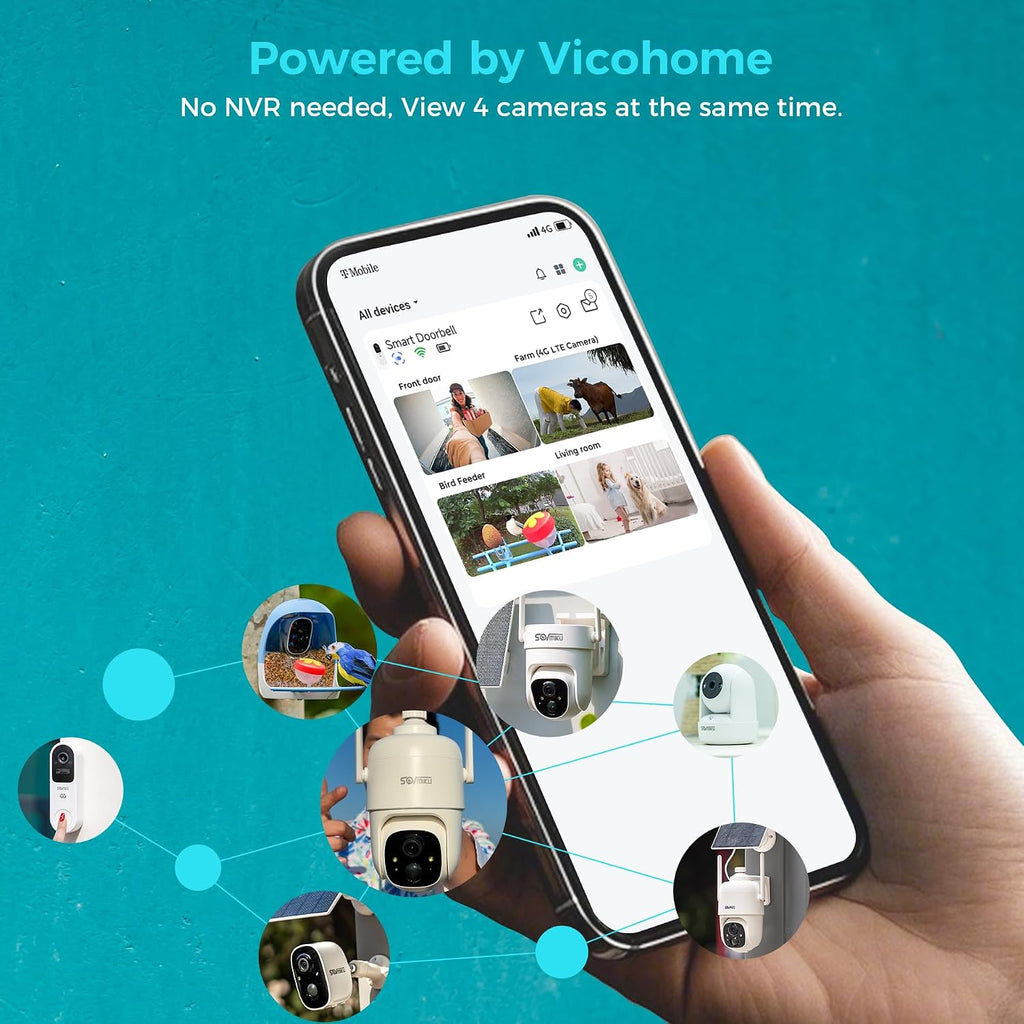 SOVMIKU Vicohome 2K AI Video Doorbell &Solar Security Camera Wireless Outdoor, Color Night Vision,Two Way Audio, Motion Detection, Easy to Setup,Audible Flashlight Siren 180 Days Care Plan