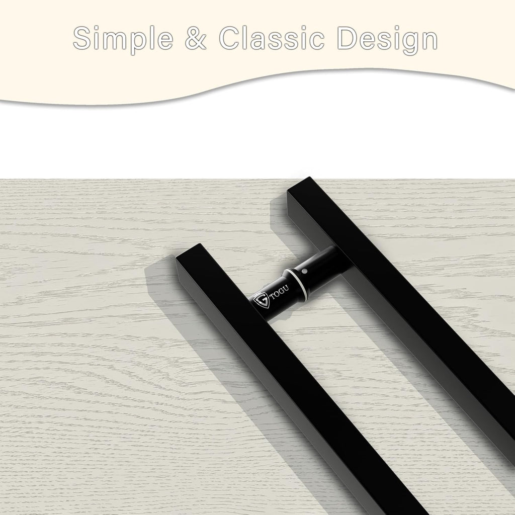 TOGU TG-6019 71 inches Solid Standoffs Heavy-Duty Commercial Grade-304 Stainless Steel Push Pull Door Handle/Barn Door Pull Handle/Glass Pulls, Matte Black Finish
