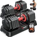 XDDIAS Adjustable Dumbbells Set of 2 for Strength Training, One-Hand Quick Adjust, 25/55/80/90 lbs Options, Anti-Slip Grip Handle, Compact Home Gym Weights for Men Women
