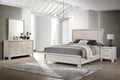 Beautiful Lustrous White Cream Finish Full Size Panel Bed Wooden 5pc Bedroom Set