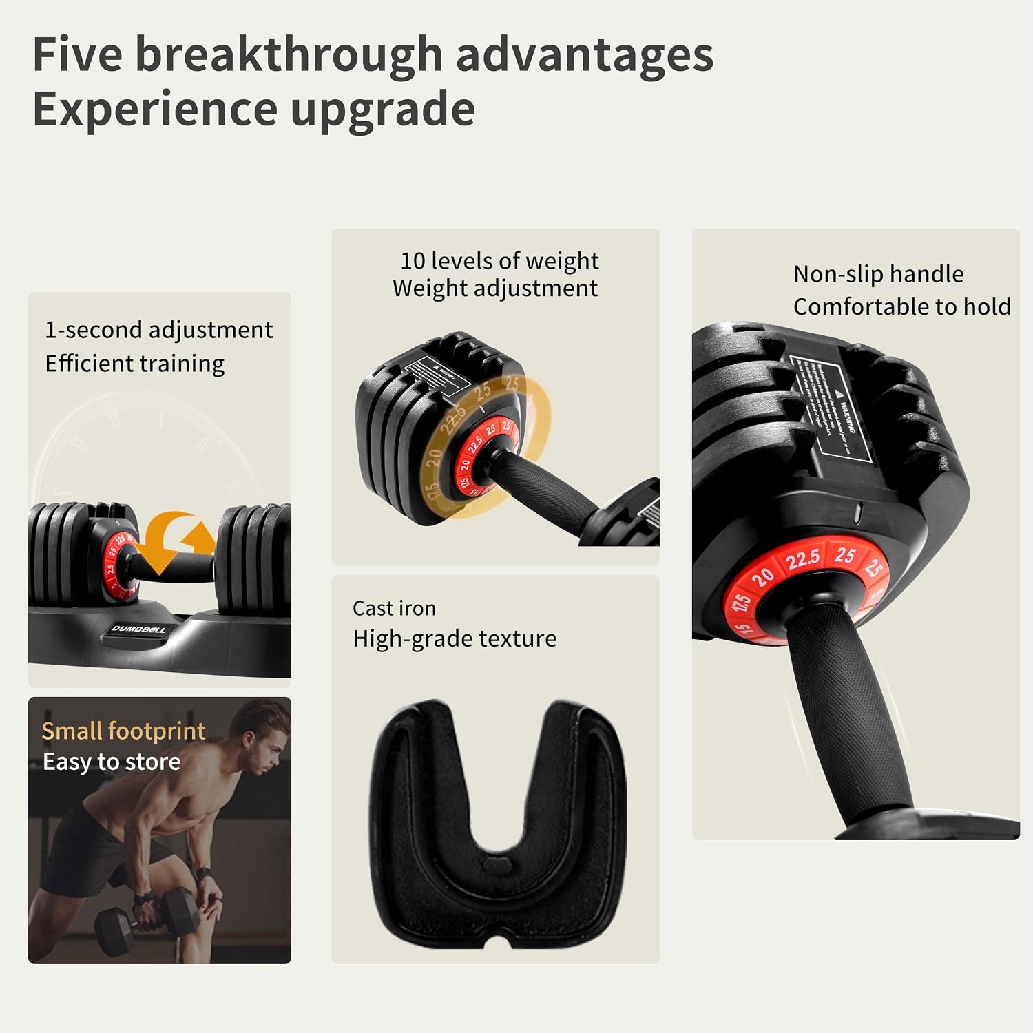 Shaking Weight Adjustable Dumbbell Set 22-66 lbs, 5LB Pink & 25LB Black for Men & Women, Home Gym Equipment, Full Body Workout, Arm Training, Non-slip Noiseless Dumbbells