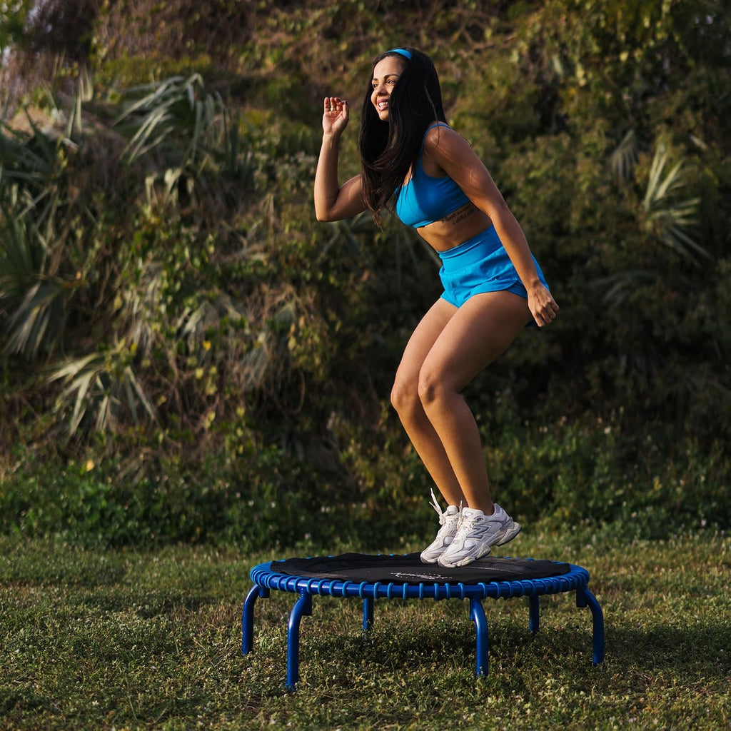 JumpSport 350 PRO 39 Inch Fitness Trampoline Indoor Rebounder Cardio Workout Equipment 300 lb Capacity