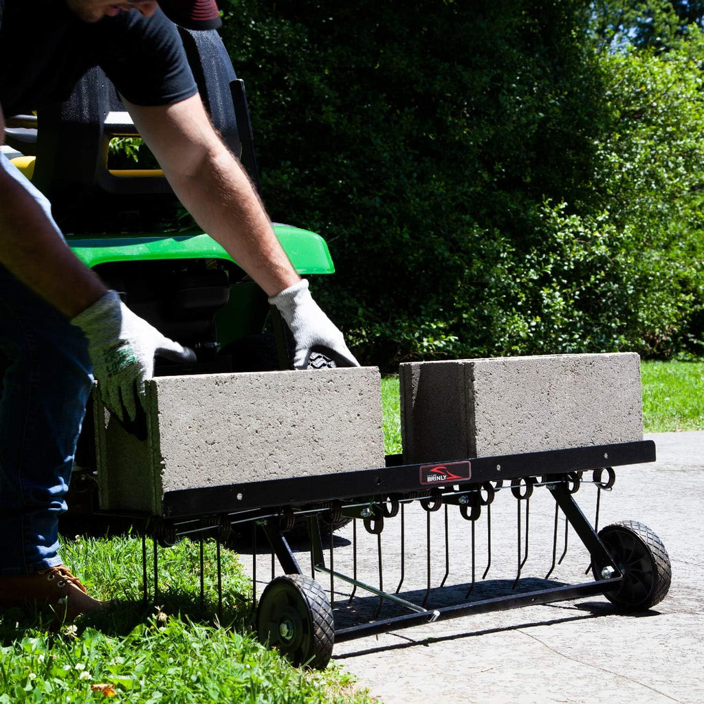 Brinly DT2-40BH2-P Premium Tow Behind Dethatcher with Pre-Assembled Tines, 40'