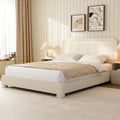 WEUP Twin Size Boucle Bed Frame, Upholstered Cloud Bed Frame with Headboard, Soft Rounded Corners, No Box Spring Required, Adjustable Headboard, Easy Assembly，Cream