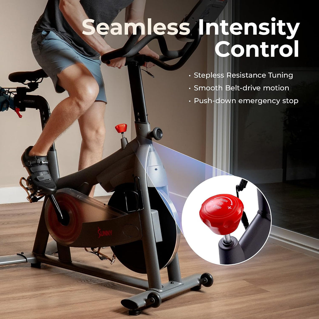 Sunny Health & Fitness Smart Magnetic Indoor Cycling Bike, Stationary Exercise Cardio Equipment, Free SunnyFit Training App