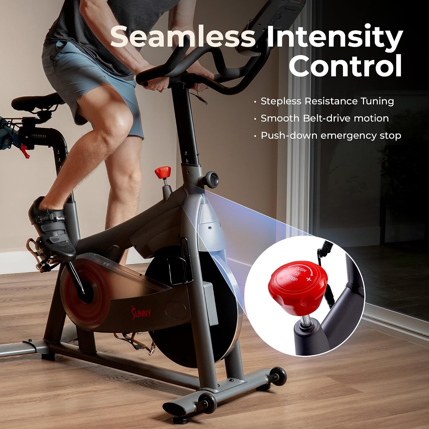 Sunny Health & Fitness Smart Magnetic Indoor Cycling Bike, Stationary Exercise Cardio Equipment, Free SunnyFit Training App