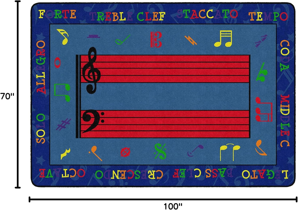 Flagship Carpets Fun with Music Colorful Musical Notes Classroom Educational Area Rug for Kids and Teachers, Durable Quality for Schools, Preschool, Daycare, Learning Centers, 5'10' x 8'4'