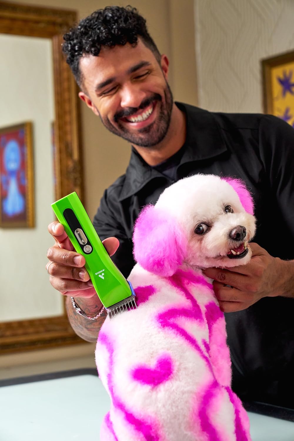 Andis 563231 ProClip 5-in-1 Adjustable Blade Cord/Cordless Pet Hair Clipper, 5 Blade Settings, 5 Speeds, Feather Light, Digital Display Screen, Green
