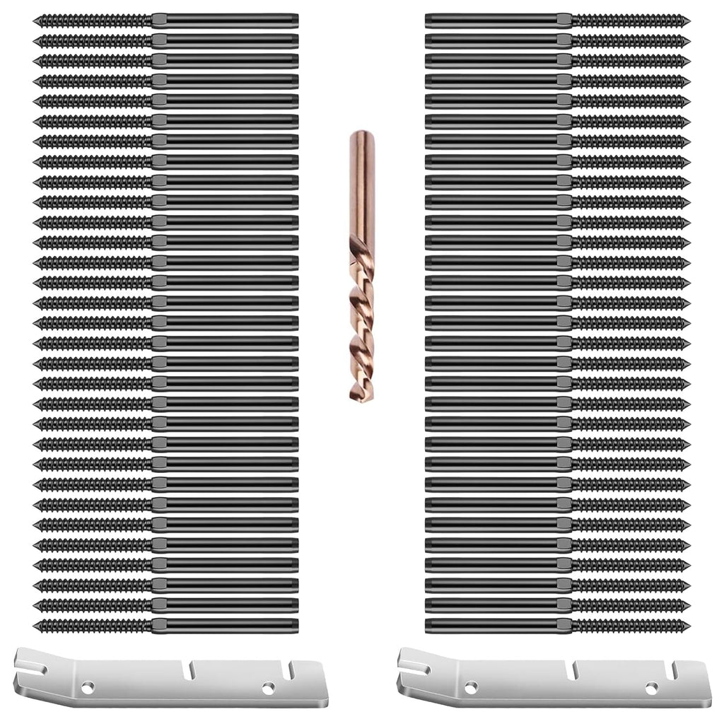 BLIKA 60 Pack 3/16' Black Right&Left Handed Thread Swage Lag Screws for Wood Posts of 3/16' Deck Cable Railing Kit, T316 Stainless Steel, Wire Railing Kit for Decks with Wrench, DIY Wood Baluster