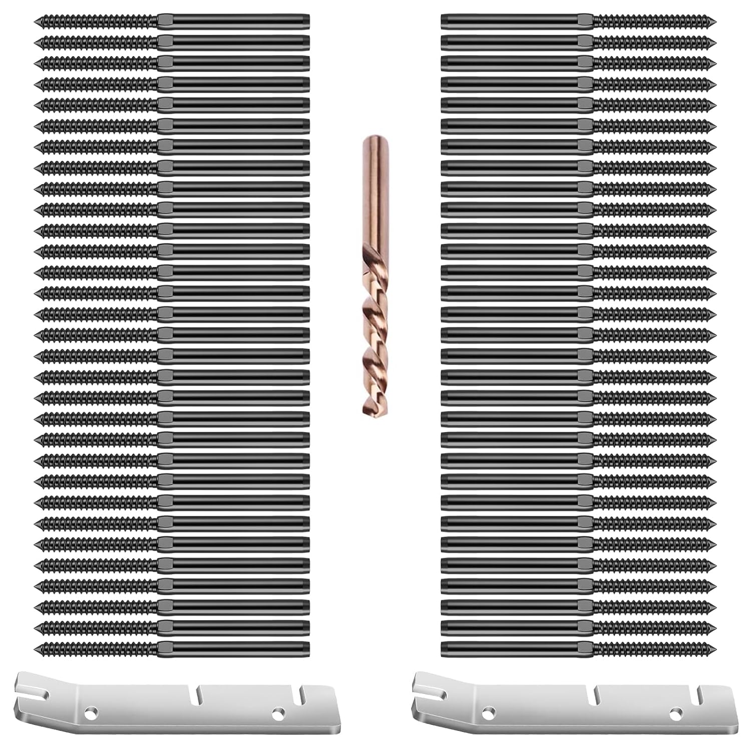 BLIKA 60 Pack 3/16' Black Right&Left Handed Thread Swage Lag Screws for Wood Posts of 3/16' Deck Cable Railing Kit, T316 Stainless Steel, Wire Railing Kit for Decks with Wrench, DIY Wood Baluster