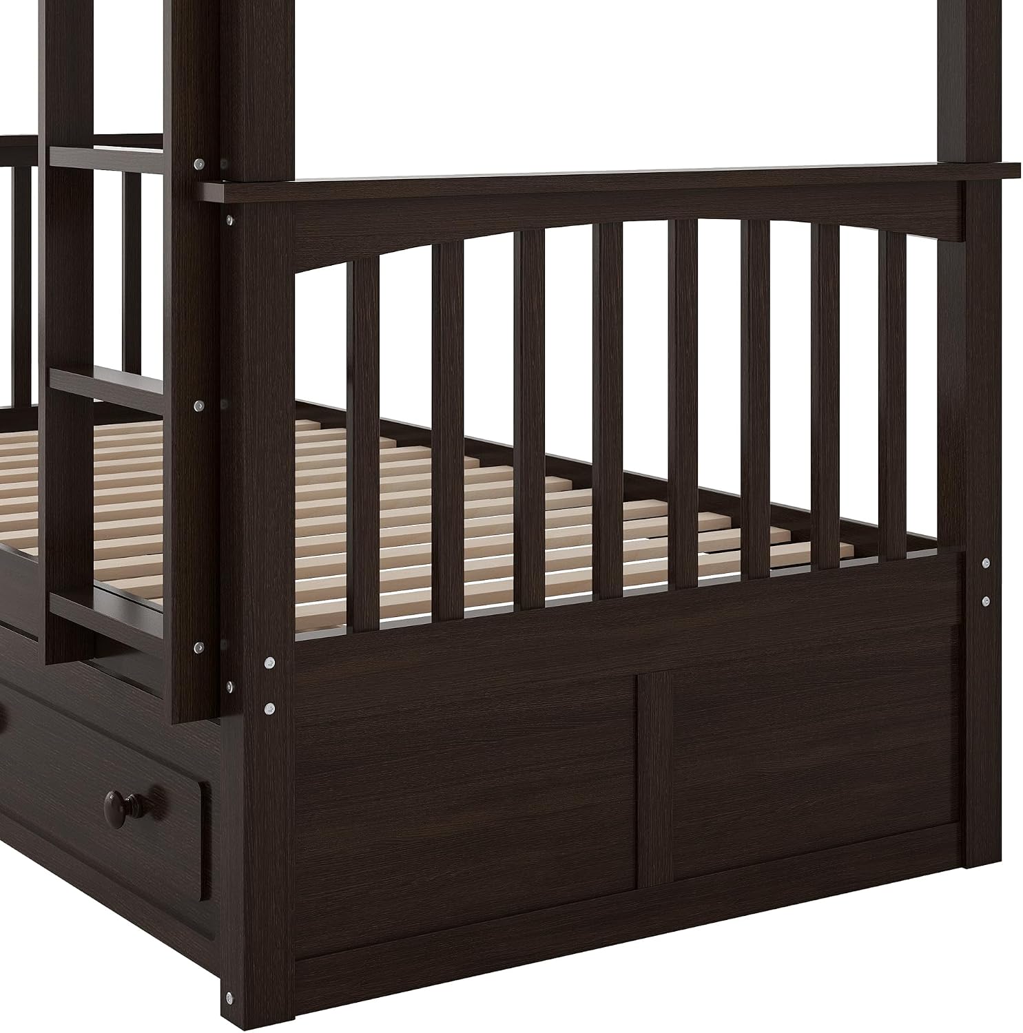 Harper & Bright Convertible Wood Twin-Over-Twin Bunk Bed with Storage Drawers and Ladder - Can Be Divided Into Two Daybeds,Espresso