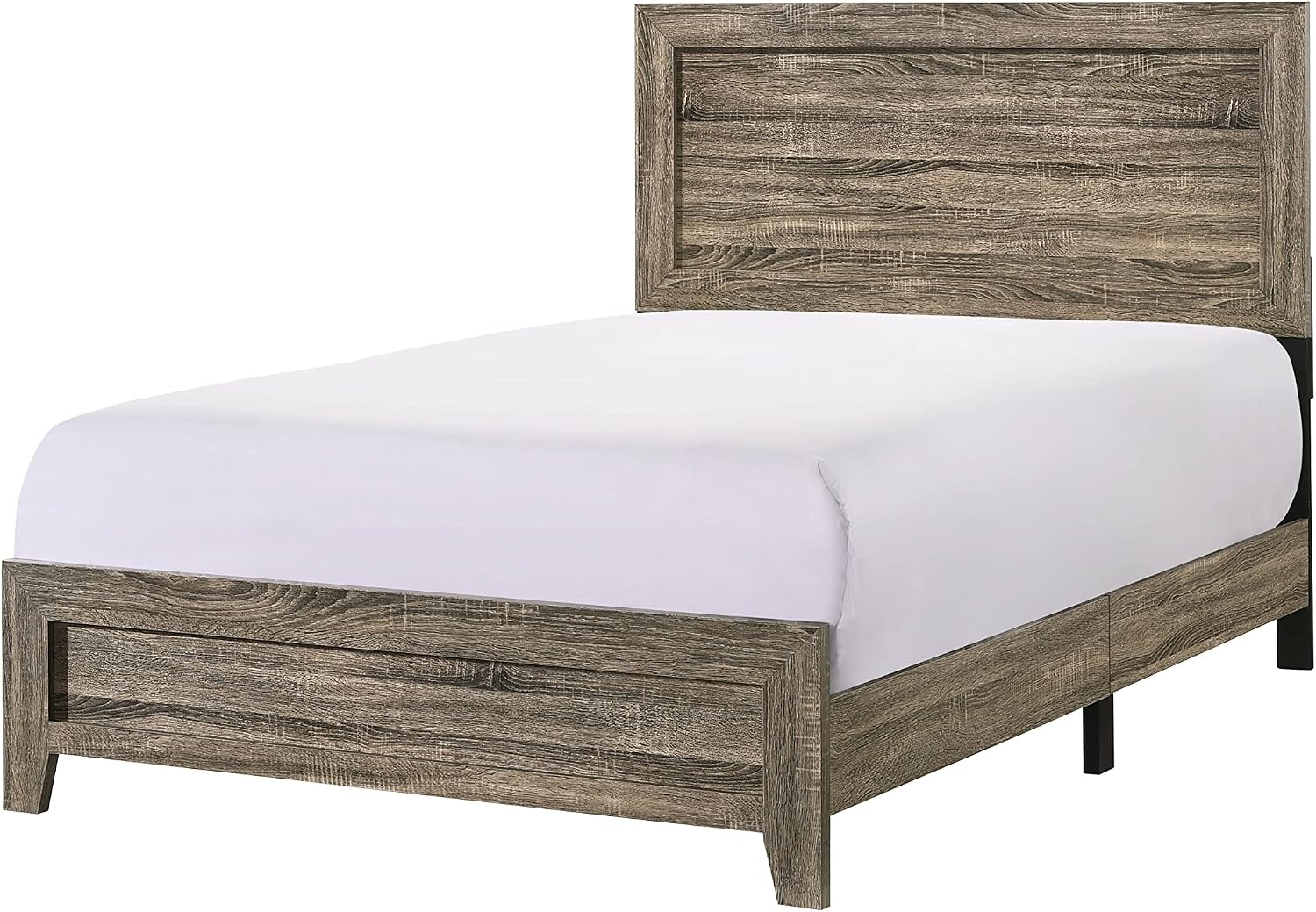 3pc Contemporary Wooden Bedroom Set Full Size Panel Bed and 2X Storage Nightstands Gray Finish