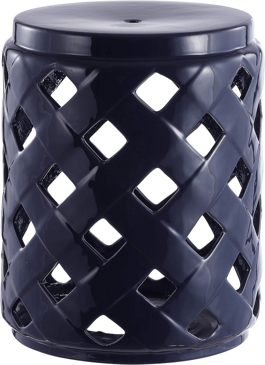 Safavieh ACS4574A Home Betli Navy Ceramic Lattice 17-inch Indoor/Outdoor Side Table Garden Stool