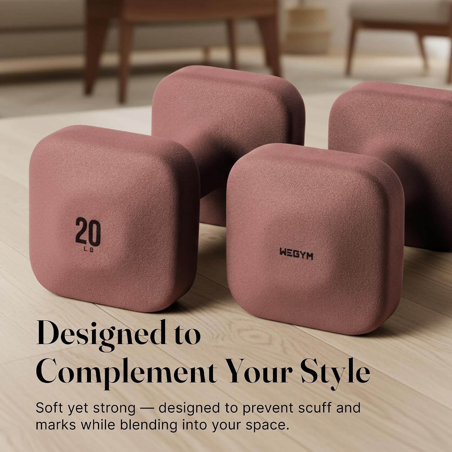 WeGym SafeGrip Square Dumbbells with Anti Slip Handles, Aesthetic Free Weights for Home Workouts, Stable Design Prevents Rolling during Floor Exercises