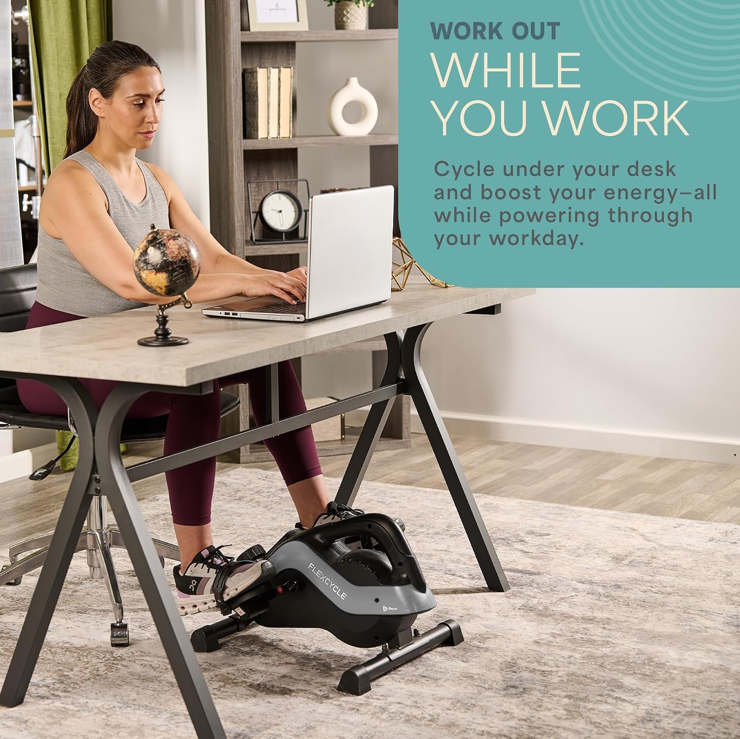 Lifepro Under Desk Elliptical Machine & Mini Bike – Quiet Desk Bike Pedal Exerciser for Seniors – FlexCycle Compact Under-Desk Bike & Foot Cycle Peddler – Portable Exercise Equipment for Home Office