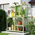 64.6' Outdoor Large Potting Bench Table,Wood Workstation with 6-Tier Shelves and Large Tabletop,Backsplash and Side Hook,for Mudroom Backyard Garden Patio (Green@Shelves)