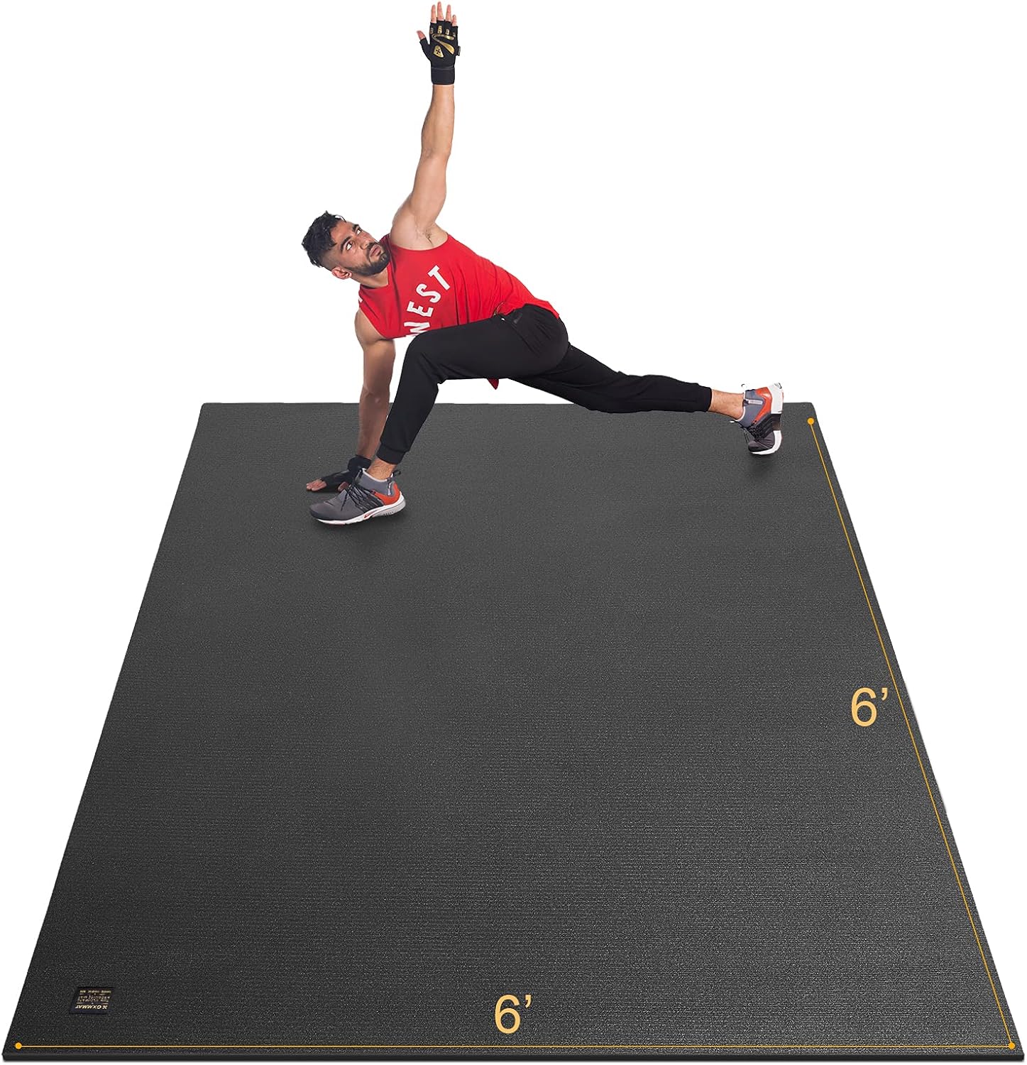 GXMMAT Large Exercise Mat 6'x4'/6'x5'/6'x6'(7mm), Thick Workout Mats for Home Gym Flooring, Extra Wide Non-Slip Durable Cardio Mat, Shoe Friendly, Perfect for Plyo, MMA, Jump Rope, Weights, Fitness