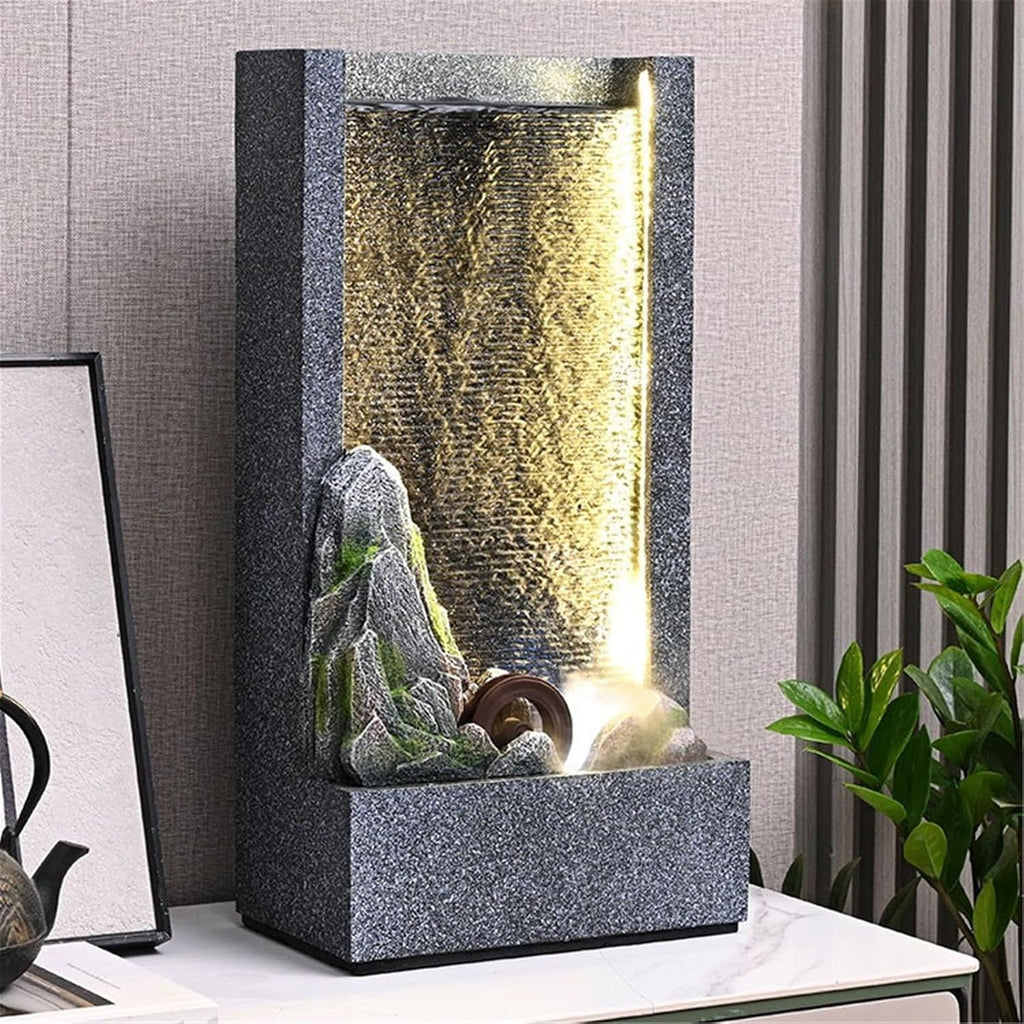 Tabletop Fountain Waterfall Fountain for Indoors or Outdoors with LED Light Accents for Home and Office Decoration Water Feature Relaxation Fountain