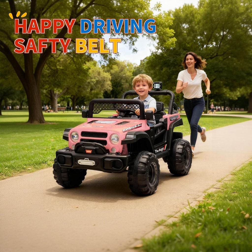 12V Ride on Truck，Kids Electric Car with Parent Remote Control| Features 3 Speeds Up to 6MPH, 2 * 550w Moto, Safty Belt，Spring Suspension, LED Lights, Music for Children Aged 2-8 Years
