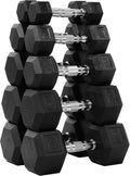 Fitvids Rubber Encased Hex Dumbbell Set Contoured Handle for Muscle Toning, Strength Building & Full Body Workout, 60LB, 100LB, 150LB and 550LB Set