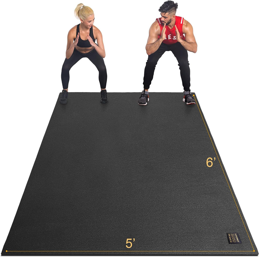 GXMMAT Large Exercise Mat 6'x4'/6'x5'/6'x6'(7mm), Thick Workout Mats for Home Gym Flooring, Extra Wide Non-Slip Durable Cardio Mat, Shoe Friendly, Perfect for Plyo, MMA, Jump Rope, Weights, Fitness
