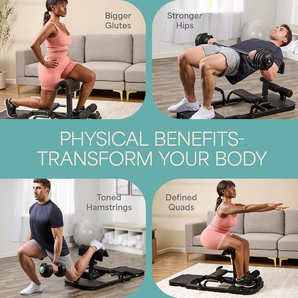 Lifepro Hip Thrust Machine – Adjustable Glutes Workout Equipment for Home – GluteBlast Foldable Booty Builder, Sissy Squat Machine, Thrust Glute Bench, Home Gym Glute Workout
