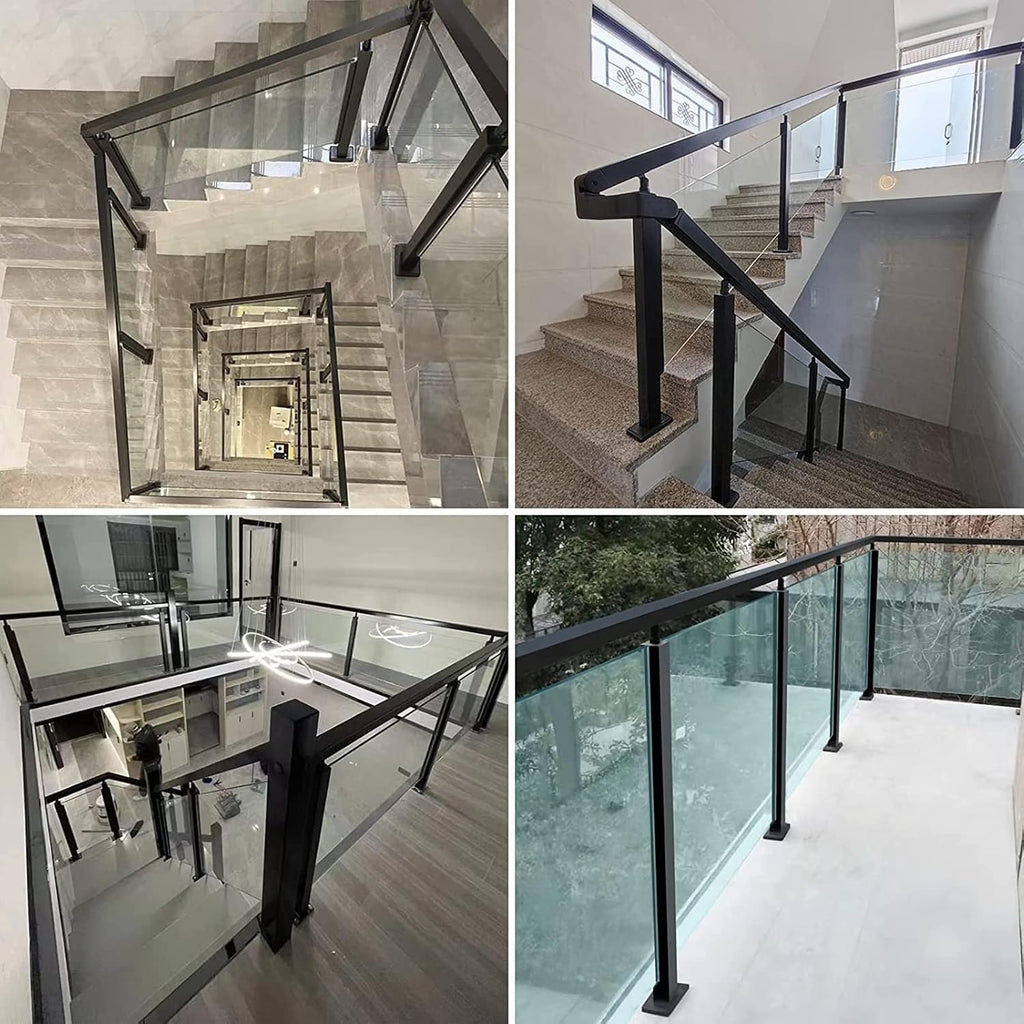 Glass Balustrade Post, 304 Stainless Steel Black Glass Railing Post can add handrails, Black Glass Panel Support for Railing/Patio Stairs/Indoor Staircase (Color : End Post, Size : Height-60cm/23.6i