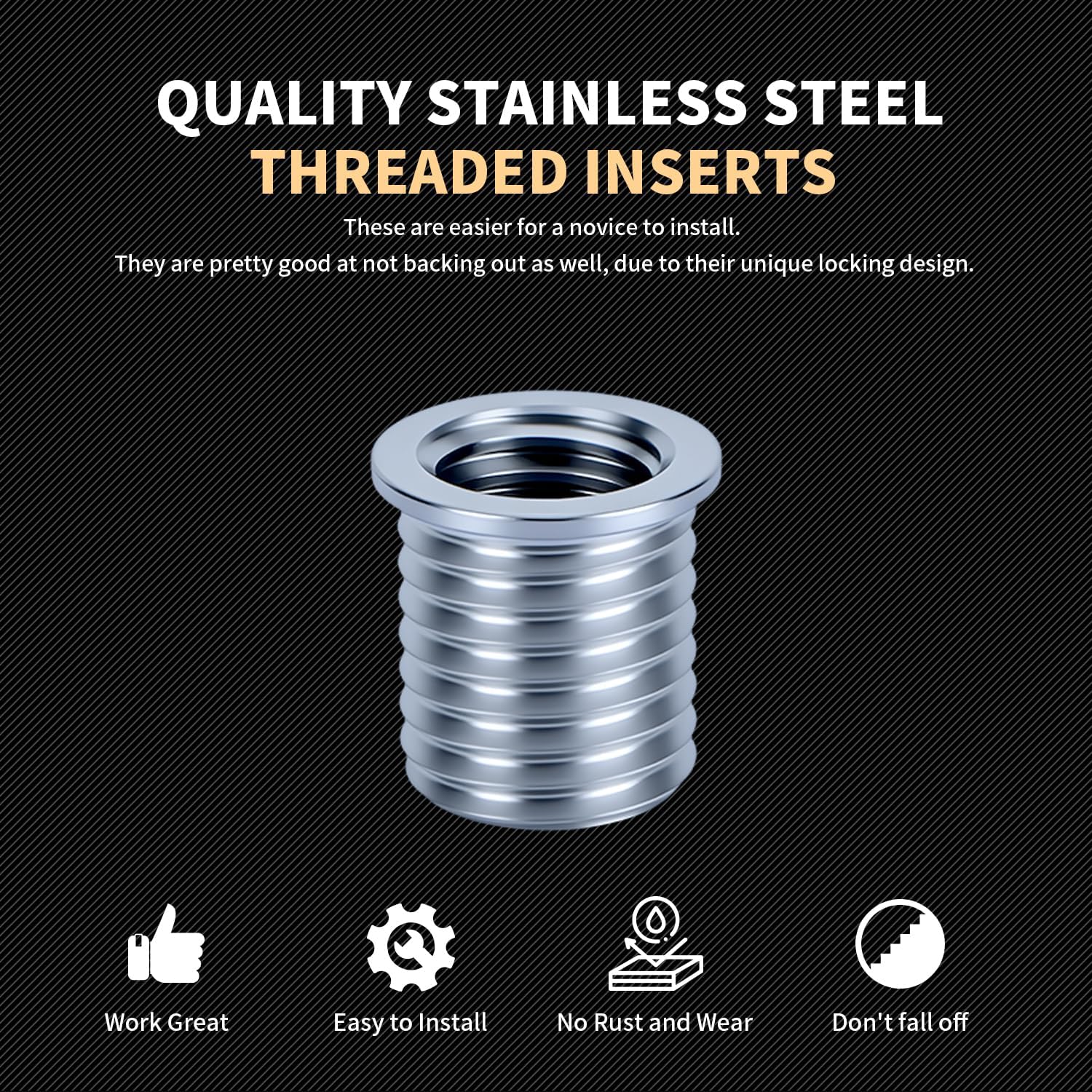 M10x1.5 Thread Repair Kit with 14mm Insert HSS Drill, Tap, Counterbore,Installation Driver,Stainless Steel Insert M10*1.5 * 14mm *10pcs