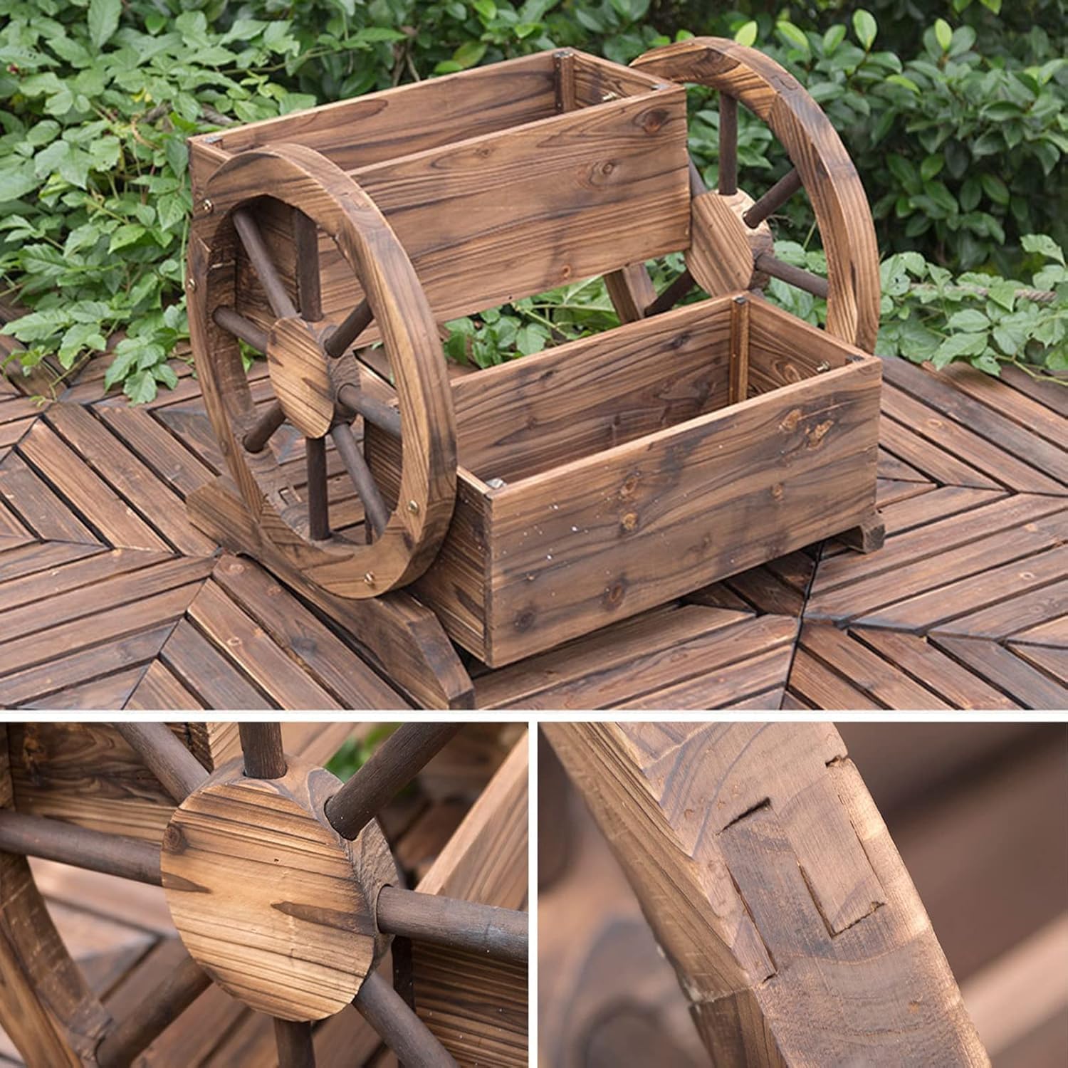 Flower Display Stand, Plant Stand Indoor, Two Layers Outdoor Potting Bench, Garden Workstation Table with Wheels,Lower Storage and Lattice Back