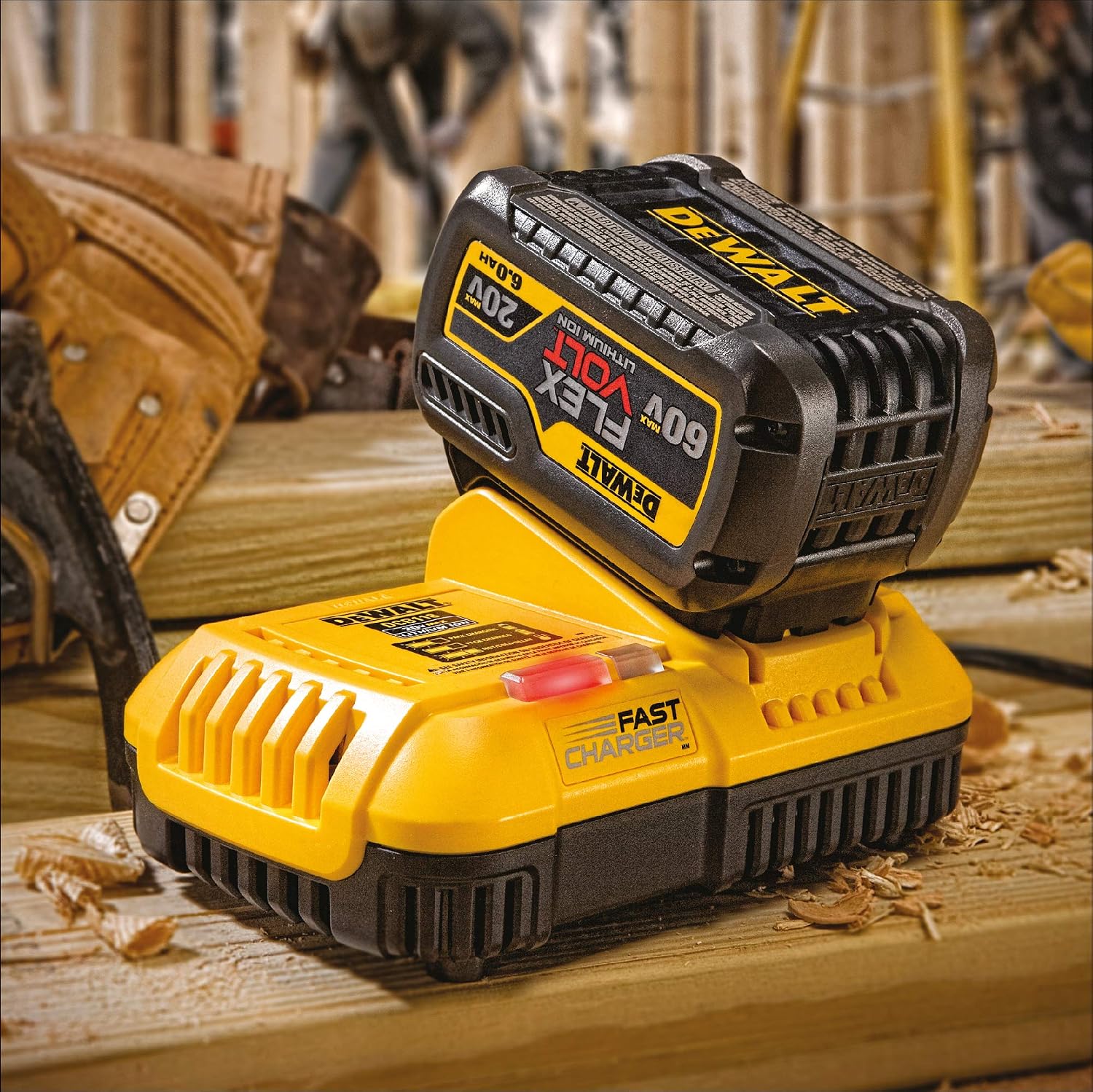 DEWALT (DCB206-2) 20V MAX Battery, Premium 6.0Ah Double Pack & FLEXVOLT 20V MAX* Charger, Rapid Charge (DCB118)