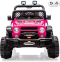 12V Ride on Truck，Kids Electric Car with Parent Remote Control| Features 3 Speeds Up to 6MPH, 2 * 550w Moto, Safty Belt，Spring Suspension, LED Lights, Music for Children Aged 2-8 Years（Rosy