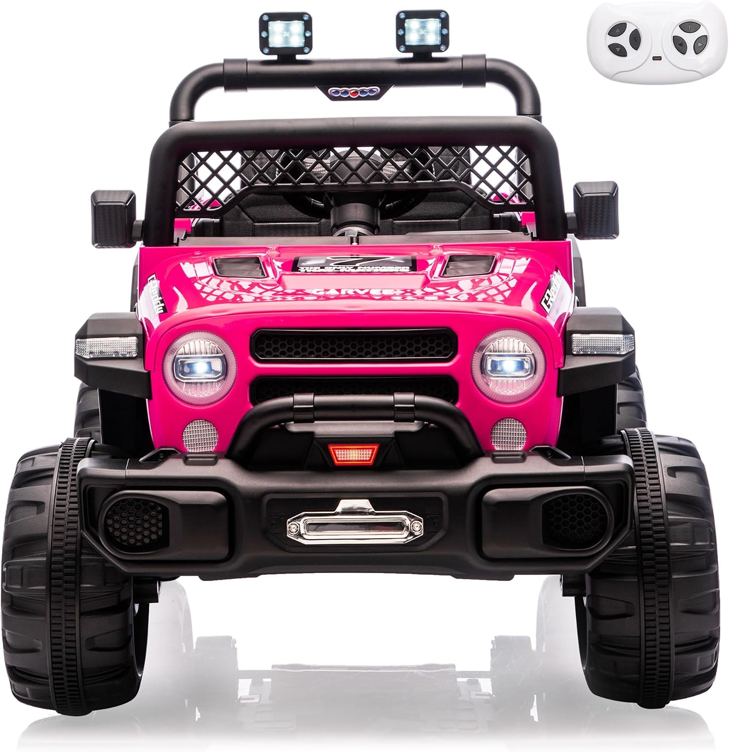 12V Ride on Truck，Kids Electric Car with Parent Remote Control| Features 3 Speeds Up to 6MPH, 2 * 550w Moto, Safty Belt，Spring Suspension, LED Lights, Music for Children Aged 2-8 Years（Rosy
