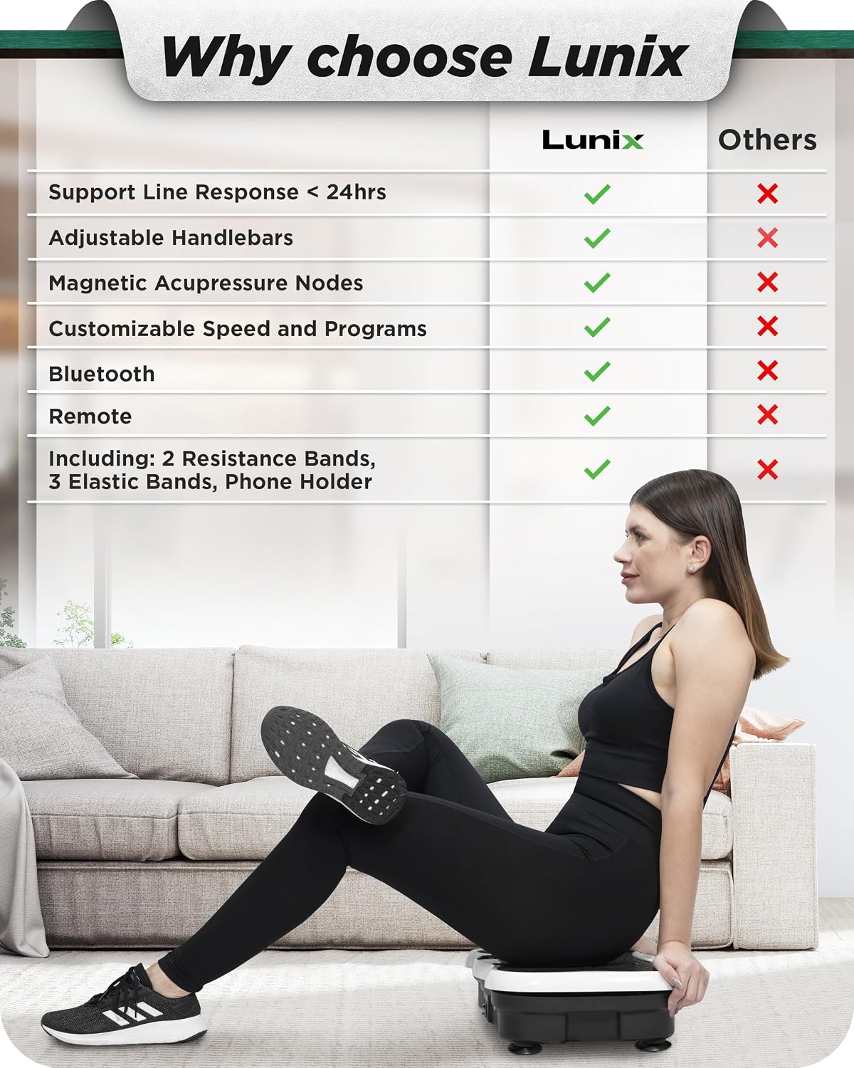 Lunix LX18 Vibration Plate Exercise Machine with Handles & Magnetic Acupoints, Power Platform for Lymphatic Drainage, Full Body Workout Home Fitness Equipment with Phone Holder