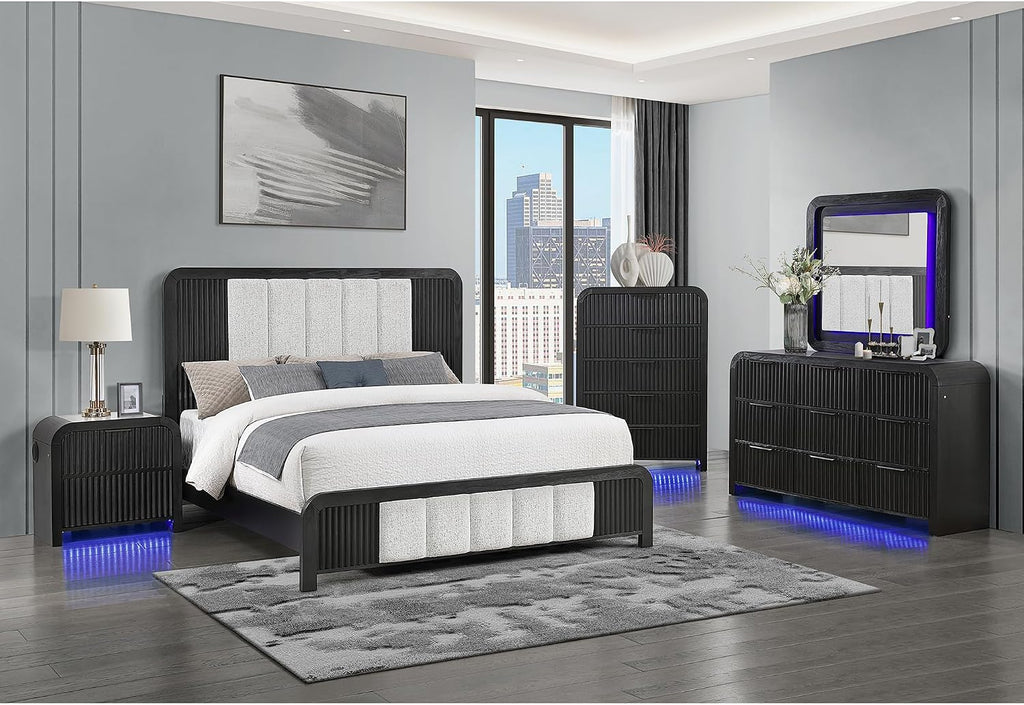 Black and White 5PC King Bedroom Set