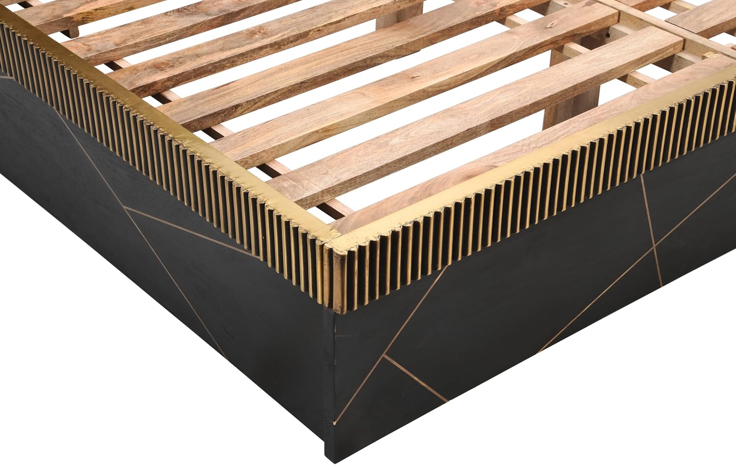 Modern Style 5Pc King Bedroom Set Made with Wood and ed with Black and Brass Metal