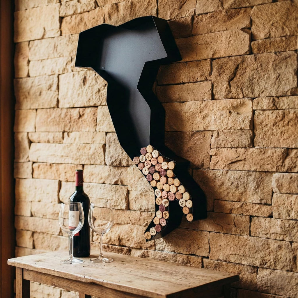 NEONSİGN Italy Map Wine Cork Holder Metal Italy Map Decor Sign Wine Bar Pub Home Decoration (Black, 24 inch)