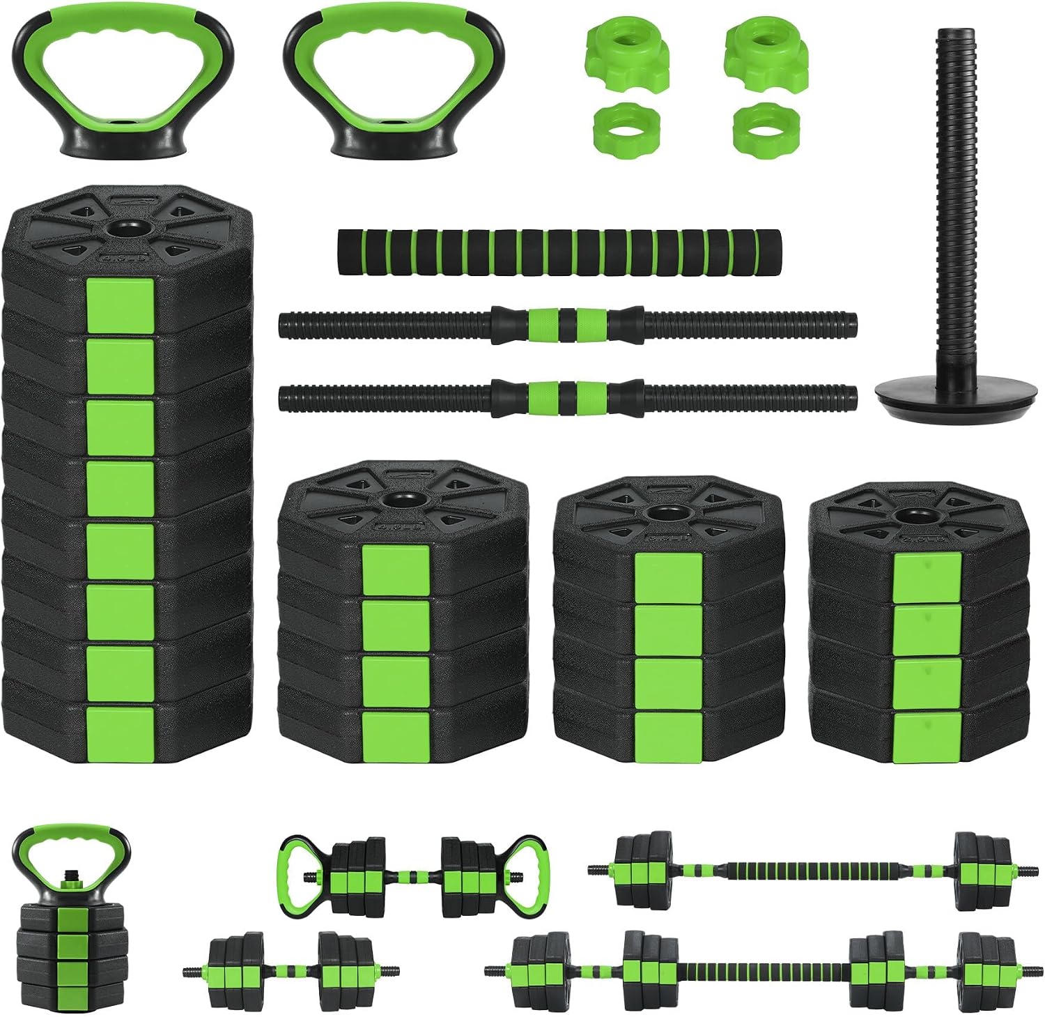Adjustable Weight Set 88Lbs, 4-in-1 Dumbbell Set and Barbell Weight Set for Home Gym, Converts to Kettlebell & Push-Up Stand, Free Weights Dumbbells Set for Men & Women Full Body Workout