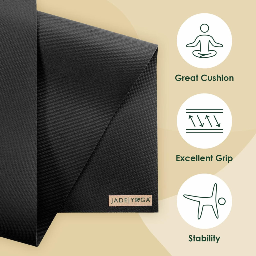 JadeYoga Harmony Yoga Mat - Durable & Thick Gym Fitness Mat, Non-Slip Natural Rubber Yoga Mat - Home Exercise & Stretching Mat, Workout Mat - Yoga, Pilates & Meditation for Women & Men