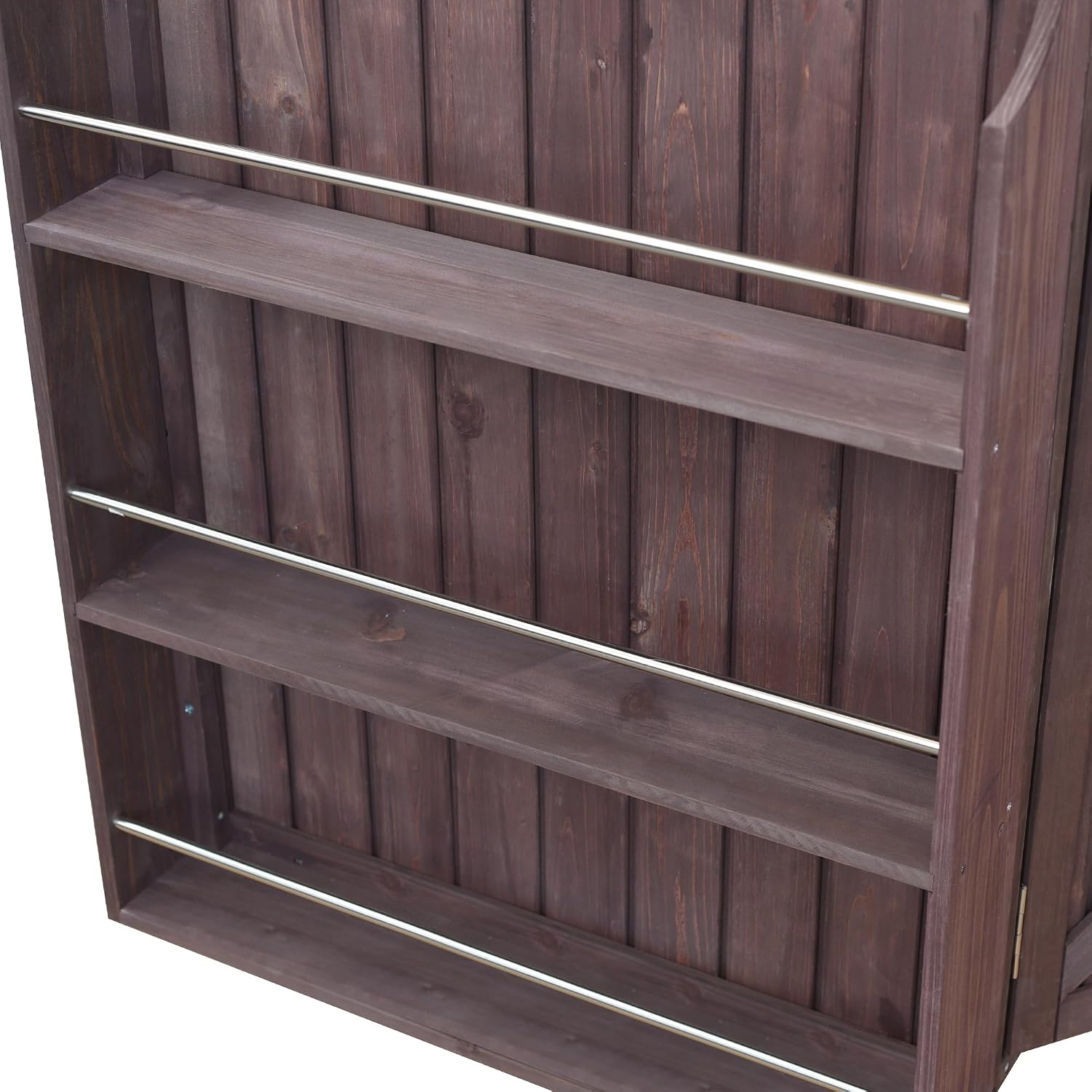 42.1' Outdoor Kitchen Island with Side Shelf,Patio Grill Cart with Storage,Stainless Steel Top, Adjustable Shelf and 4 Wheels,for Pizza Prep (Dark Brown-P)