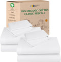 California Design Den Pack of 2 Percale Sheets King Size Set - 100% Organic Cotton, Deep Pocket King Sheets Sets, Crisp, Breathable and Lightweight Bedding - White