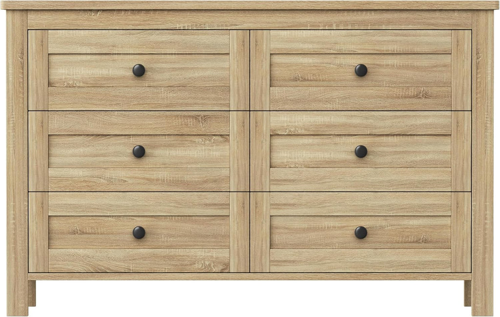 Polibi 3-Pieces Bedroom Sets Full Size Platform Bed with Double Sliding Door Charging Headboard, Socket & USB, Includes Bedside Table and Dresser, Natural